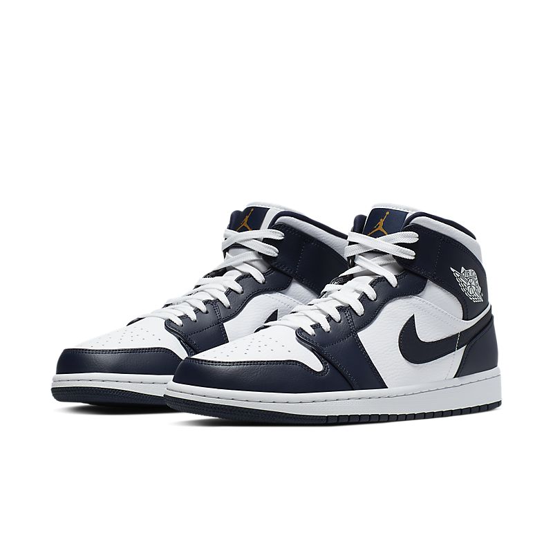 Nike Air Jordan 1 Mid White Metallic Gold Obsidian